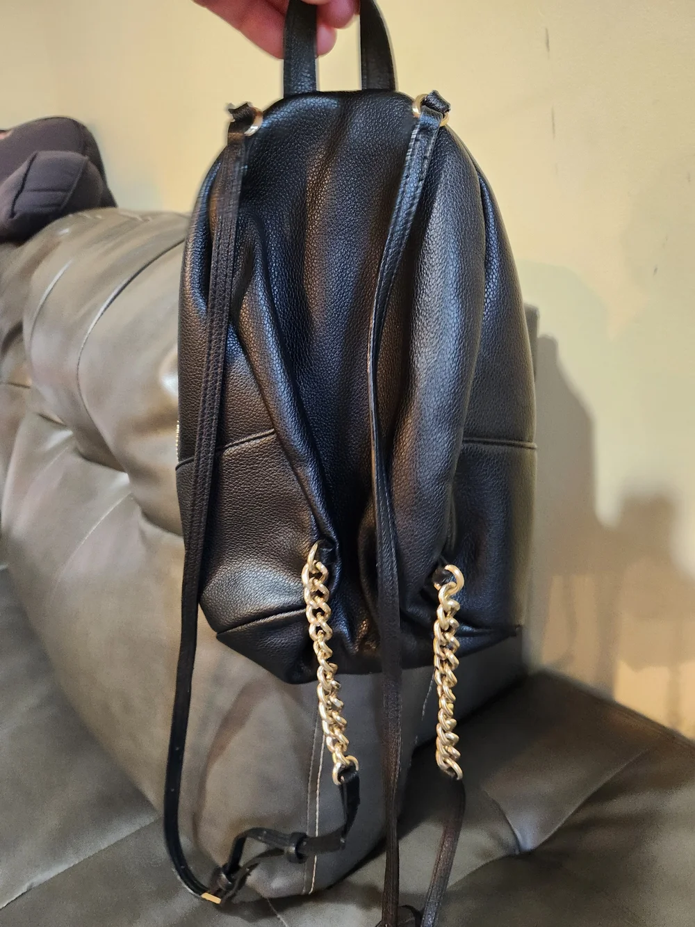 Victoria's Secret Black Mini Backpack with Gold Studs & Chain